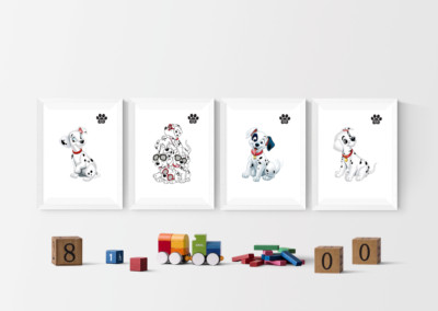 Disney 101 Dalmatiner Hund 4er Set Drucke Wandbild Poster Bild