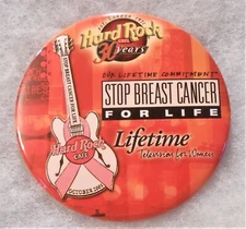 HARD ROCK CAFE NO LOCATION STAFF STOP BREAST CANCER FOR LIFE 2001 BUTTON