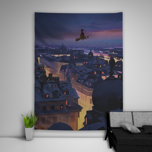 Kiki's Delivery Service Kiki Tapestry Art Wall Hanging Cover Home Poster - Picture 2 of 8