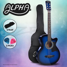 Alpha Guitar 38” Inch Full-Size Acoustic Wooden Folk Classical Cutaway Blue