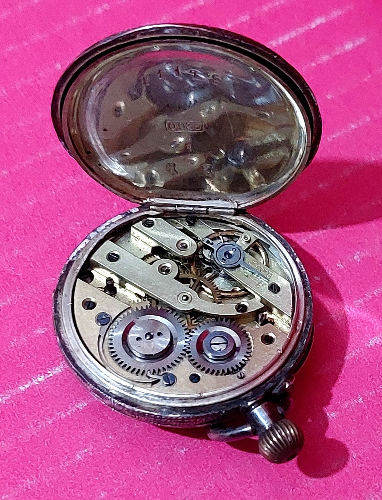 Antique *SILVER CASED FOB WATCH* Ladies Pocket Watch Fancy Dial & Case