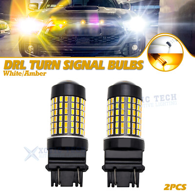 White/Amber Switchback 3157 120-SMD LED Blinker Turn Signal Light Bulbs For Ford