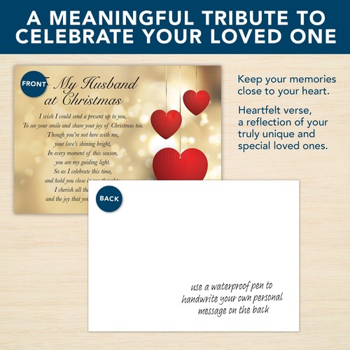 Tarjeta conmemorativa de Navidad para esposo - Tarjeta de tumba de Navidad en el cielo - impermeable Eco A5 - Imagen 5 de 15