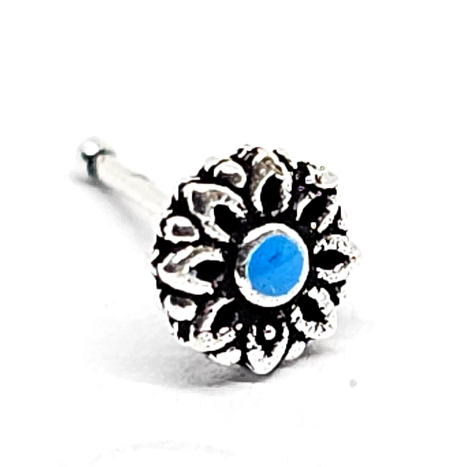 Piercing perno estremità sfera argento 925 margherita smalto blu 22 g (0,6 mm... - Immagine 4 di 4