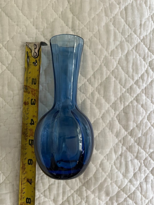 Cobalt Blue Glass Vase 6" Tall Vintage