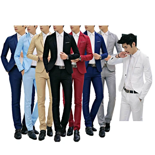 Mens 2-Piece Set Suit Business Blazer Jacket Pant One Button Coat Suits Slim Fit - Picture 9 of 31
