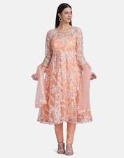 ATSEVAM Embroidery Designed Traditional Peach Anarkali Salwar Suit Set