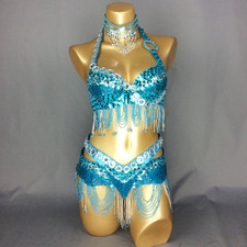 New Women Sequins Belly Dance Dress Suit Belt bra Dress