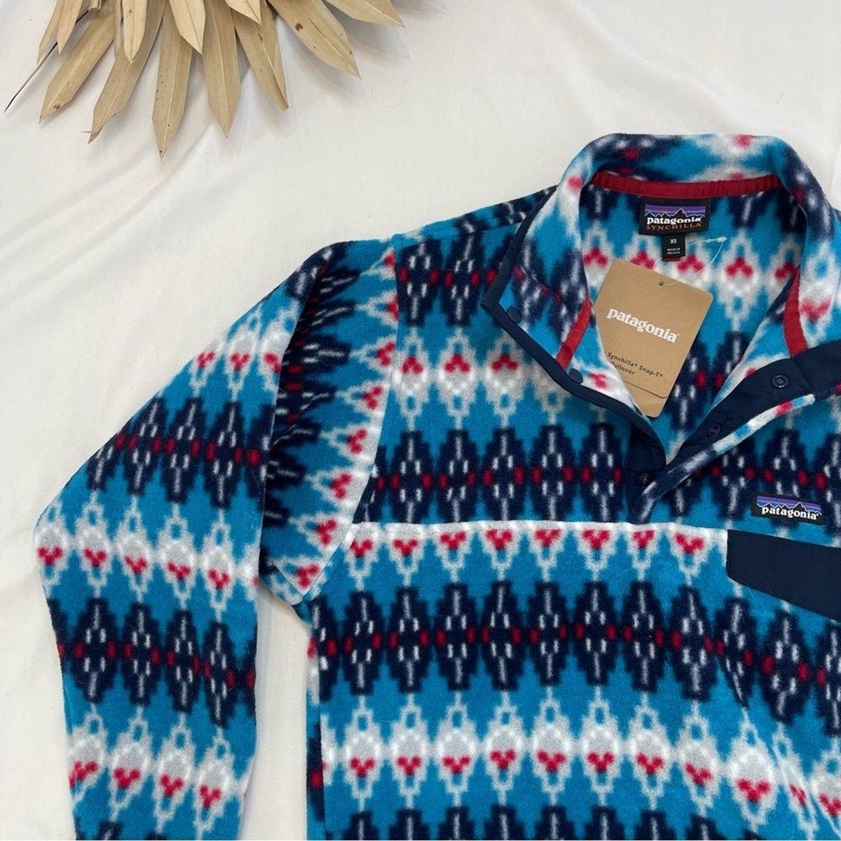 Patagonia Synchilla Snap-T Fleece Forest Carpet Deep Sea Blue Red