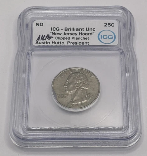 1995 25C Washington Quarter New Jersey Hoard Clipped Planchet