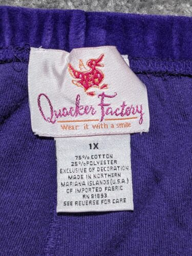 Quacker Factory Velour Ankle Pants Women 1X Blue Pockets Straight Leg M33 - Picture 2 of 12