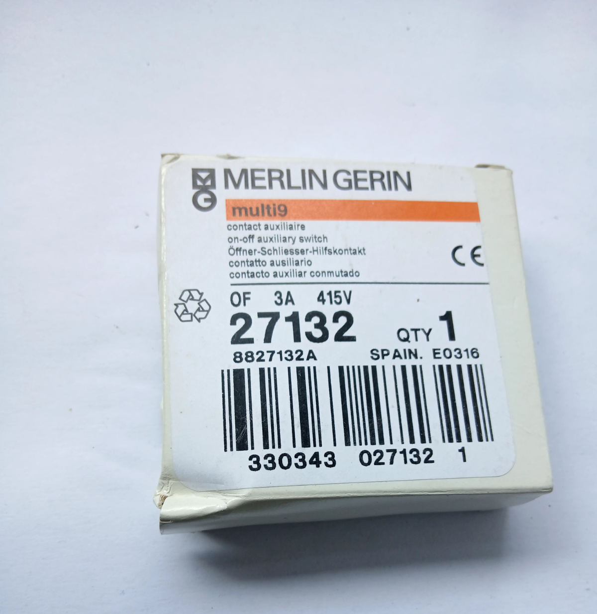 MERLIN GERIN 27132 0F 3A 415V AUXILIARY SWITCH (BR4B.3B14)