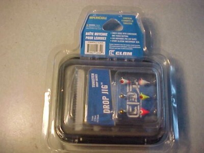 NEW CLAM WATERPROOF MEDIUM JIG BOX KIT WITH ICE FISHING JIGS