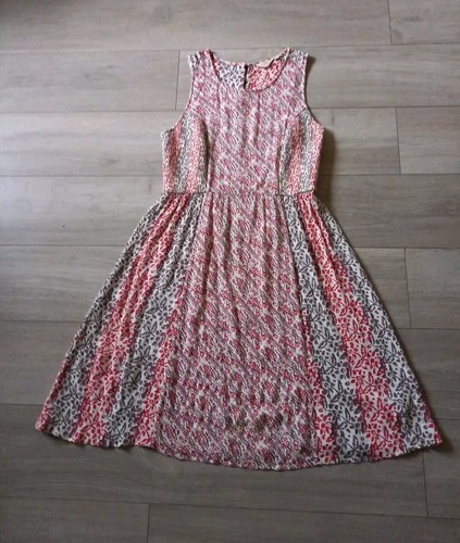 Fat Face Ivory Leaf & Floral Print Flared Dress Party Holiday Boho Ditsy UK14