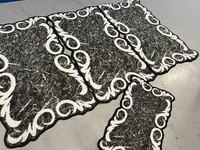ROMANY GYPSY WASHABLES  SET OF 4 MATS/RUG SILVER/GREY NON SLIP XLARGE MATS/RUGSX