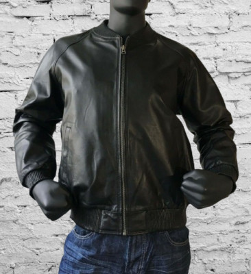 Schwarz Lederjacke für Herren Pure Weich Schafsfell Slim Fit Modische Jacke