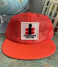 Vintage Interstate System Mesh Snapback Trucker Hat Cap Orange