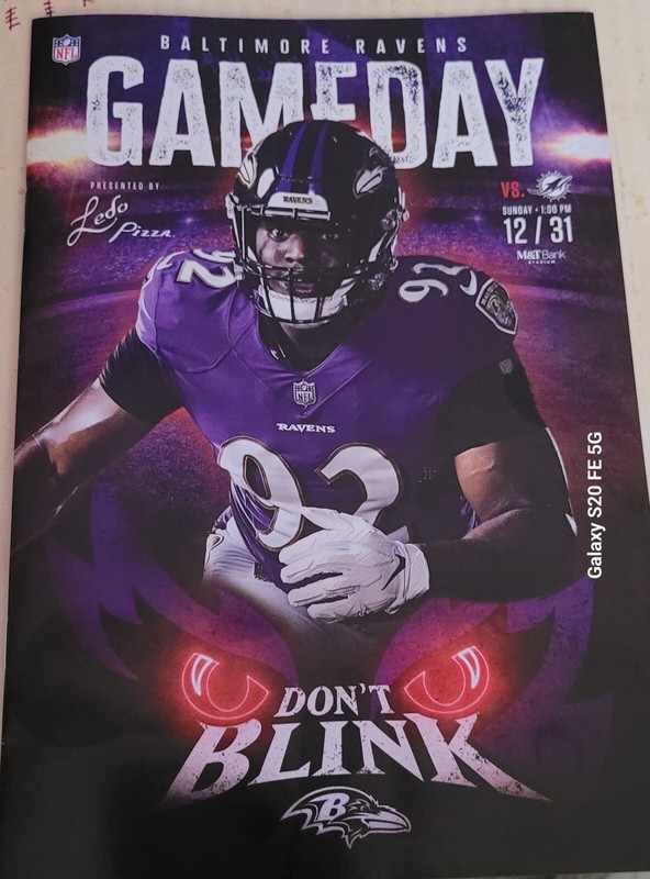 Miami Dolphins vs . Baltimore Ravens 12/31/23 Program Justin Madubuike Cover 