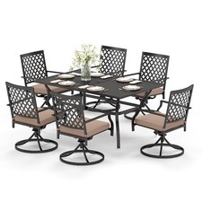 7 Pcs Patio Furniture Set Dining Set Outdoor Furniture Swivel Chair with Cushion