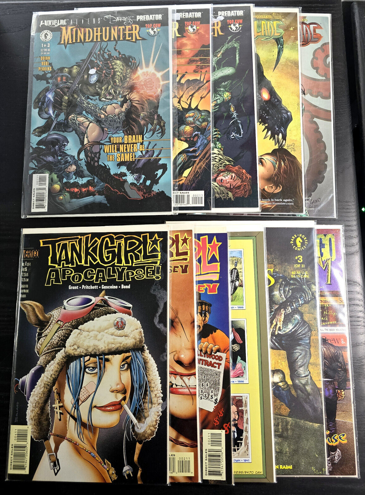Lot of 11 comics Witchblade, Tank Girl, Army of Darkness (Grades in Description)