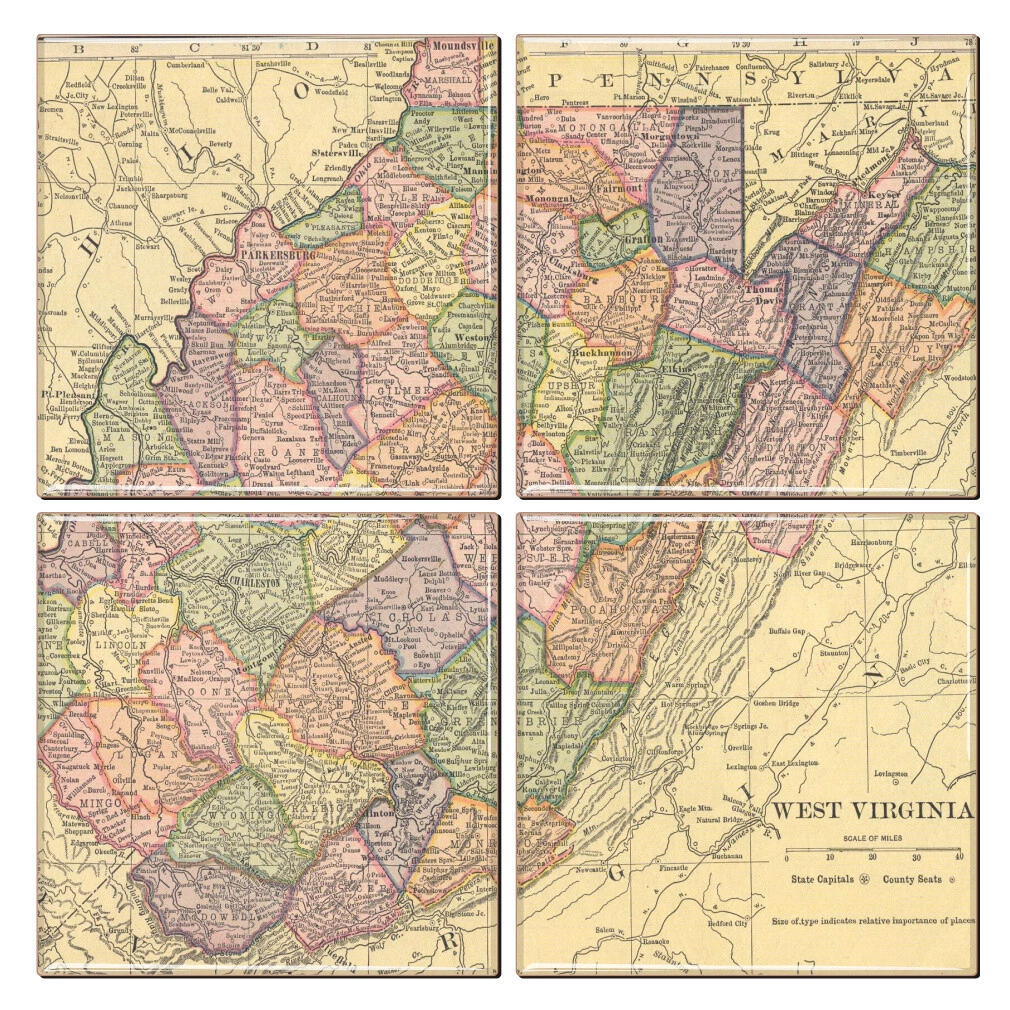 CitySouvenirs West Virginia Map Coaster