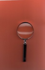 Image of 2 INCH DIAMETER MAGNIFYING GLASS,METAL WITH GLASS LENS X 2-3 MAGNIFICATION.