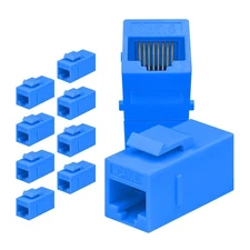 10-Pack Blue RJ45 Cat 6 Inline Keystone Coupler for Patch Panel Wall Plate