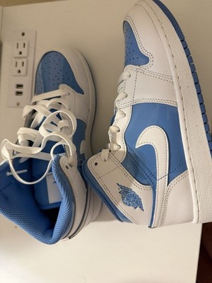 Jordan Air Jordan 1 Mid White/Blue Leather Mid Top Sneaker 5.5Y FZ3933-114