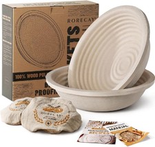 Wood Pulp Banneton Bread Proofing Baskets Set of 2 9 Inch Round Ivory