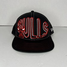Chicago Bulls New Era Fitted Hat Black NBA OSFA Hardwood Classics 9Fifty