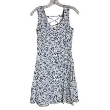 Elisse Vtg Women's Sz 6 Blue Floral Feminine Summer Y2K Sleeveless Mini Dress