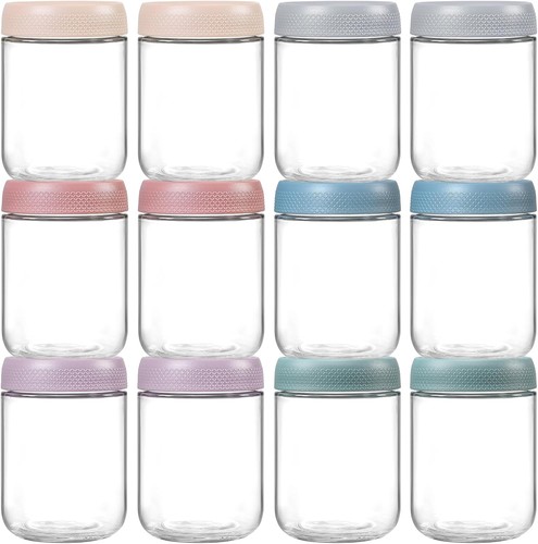 6-pack 16 oz Overnight Oats Containers W/ Lids Glass jars W/ Airtight Lids Wide - Imagen 9 de 12