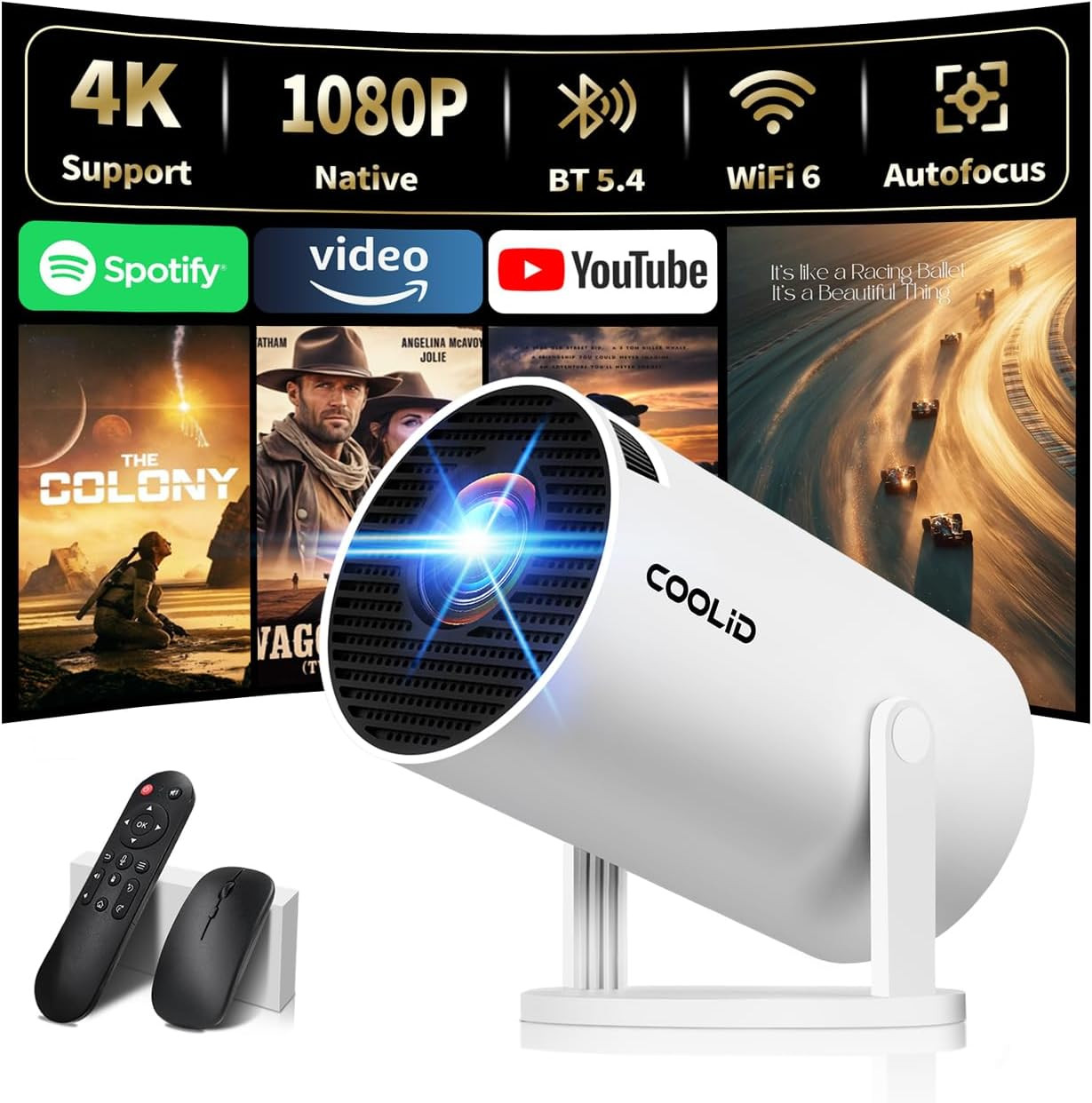 [Built-In Apps & 2026 Upgraded] Mini Projector Support 4K 1080P Auto Keystone 18