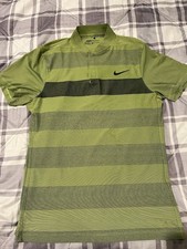Nike Nikegolf Performance Dri-Fit Grn Stripe Modern Fit 1/2 Collar polo Shirt M