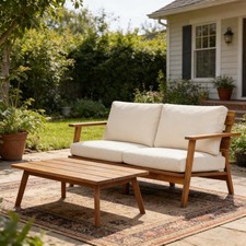 Mid-Century Modern Patio Set 2-Piece Acacia L...