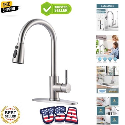 Kitchen Faucet with Sprayer, Kitchen Sink Faucet, SUS 304 Stainless Steel, Hi...