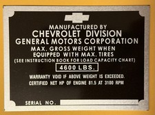 1947-49 Chevrolet 12t Truck Id Identification Tag Stamped W Your Number