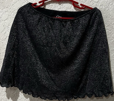 art class Black Metallic Cape Sweater Boat Neck Short Sleeve Size M