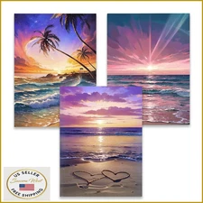 EWJRNSF 5D Diamond Painting Kit for Adults & Beginners, Beach Scenes, 3-Pack