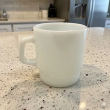 ANCHOR HOCKING Fire-King White Milk Glass Mug 3.5” Vintage Oven Proof USA