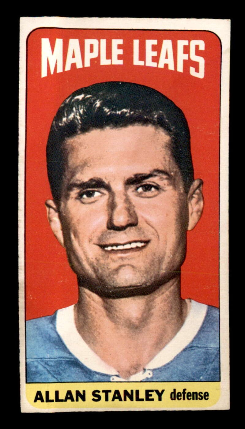 Allan Stanley #104 Hockey Cards 1964 Topps trading card — raw and PSA graded price guide