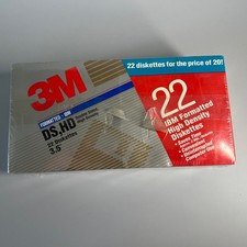 New - 3M DS HD 3.5 inch Diskettes Formatted - IBM Box of 22 - Unopened - Sealed