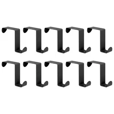 Over the Door Hooks, 10pcs - Stainless Steel S-Shaped Double Hooks (Black)
