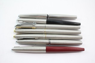 Vintage Parker 45 Fountain Pens Inc Gold Plate Steel Nibs Brushed Steel x7