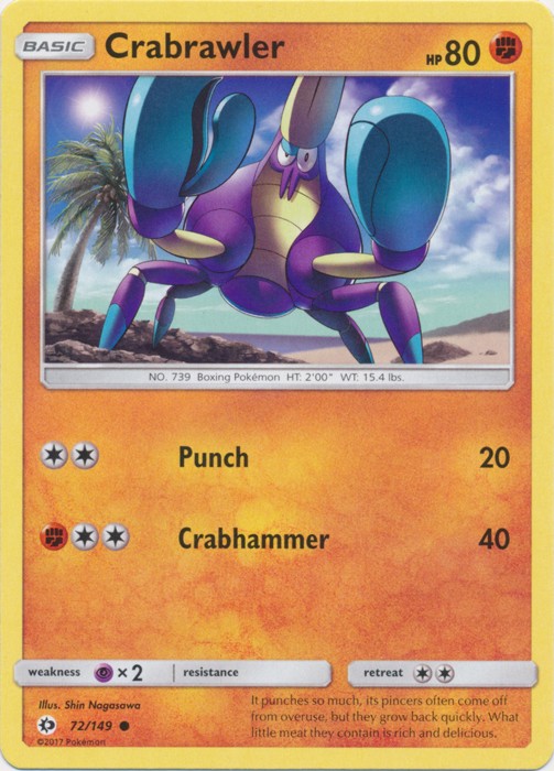 Crabrawler - 72/149 - Common (Mp) Sun and Moon Base Set - Fighting Pokémon