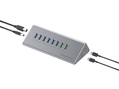 Conceptronic HUBBIES18G 10-fach Kombi-USB 3.0-Hub und Ladegerät mit 60W, 2-in-1