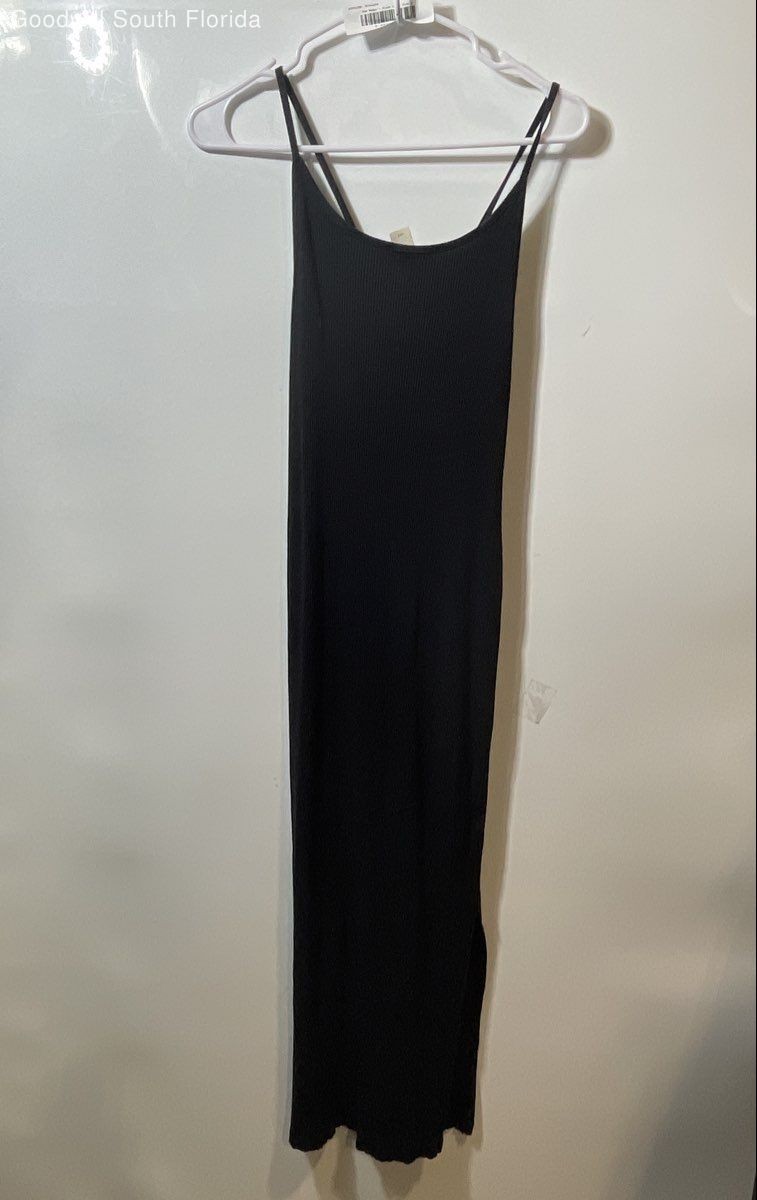 H&M Womens Black Ribbed Sleeveless Scoop Neck Maxi Dress Size Medium