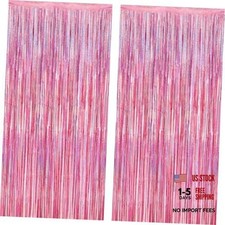 2 Pack Glitter Pink Backdrop, 3.28 FT x 7.05 FT Birthday 2 PCS Glitter pink