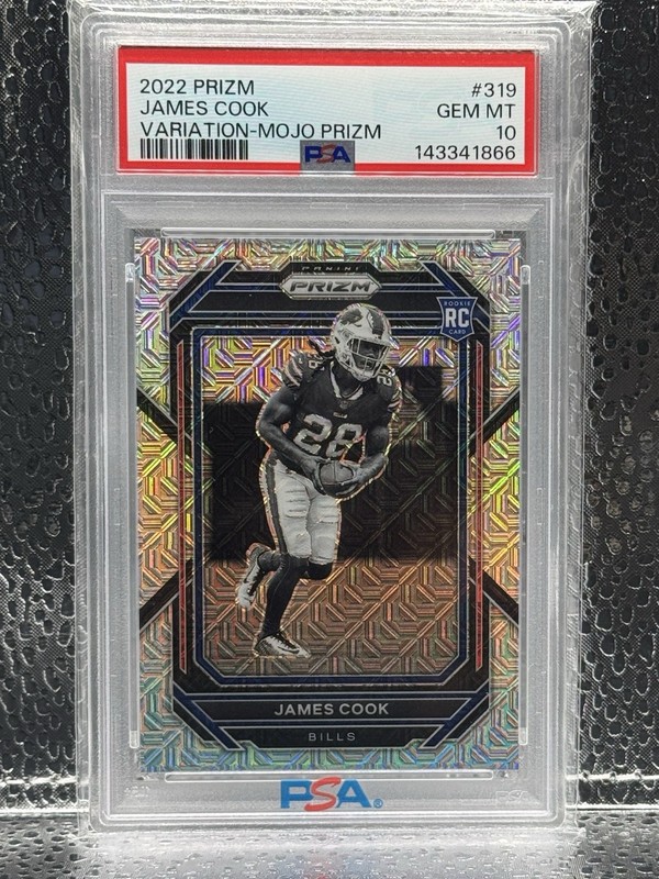 Panini 2022 Prizm James Cook Rookie Variation Mojo Prizm /25 #319 PSA 10 Pop 8