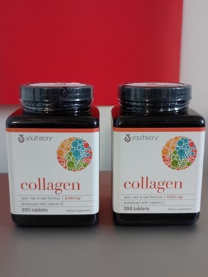 (2 Units) Youtheory Adv Collagen - 6,000 mg Collagen with Vitamin C -290 Tablets